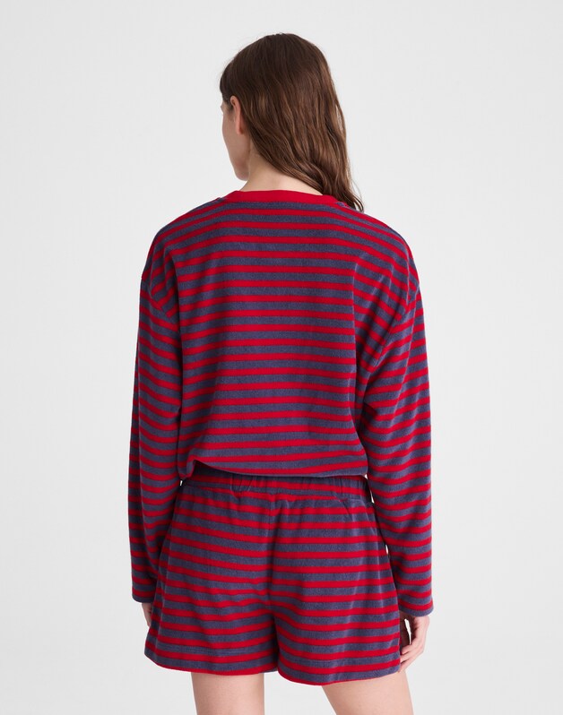 Tie-Waist Top in Terry RED NAVY
