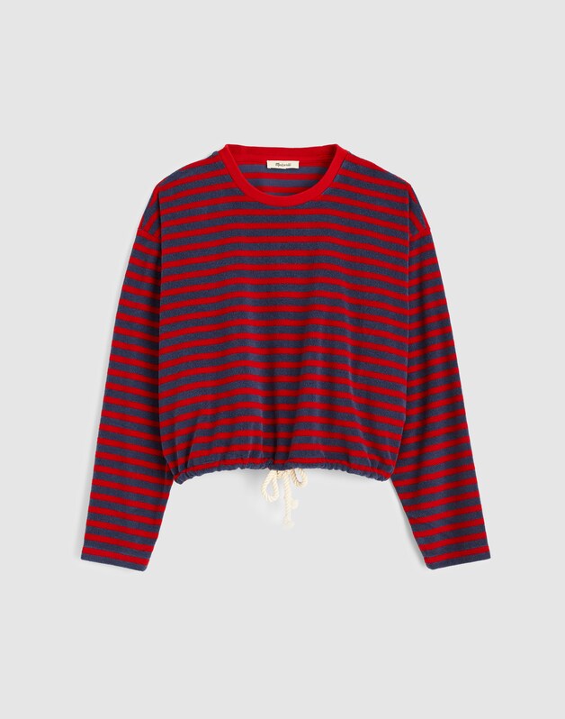 Tie-Waist Top in Terry RED NAVY