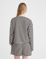 Tie-Waist Top in Terry BLACK IVORY