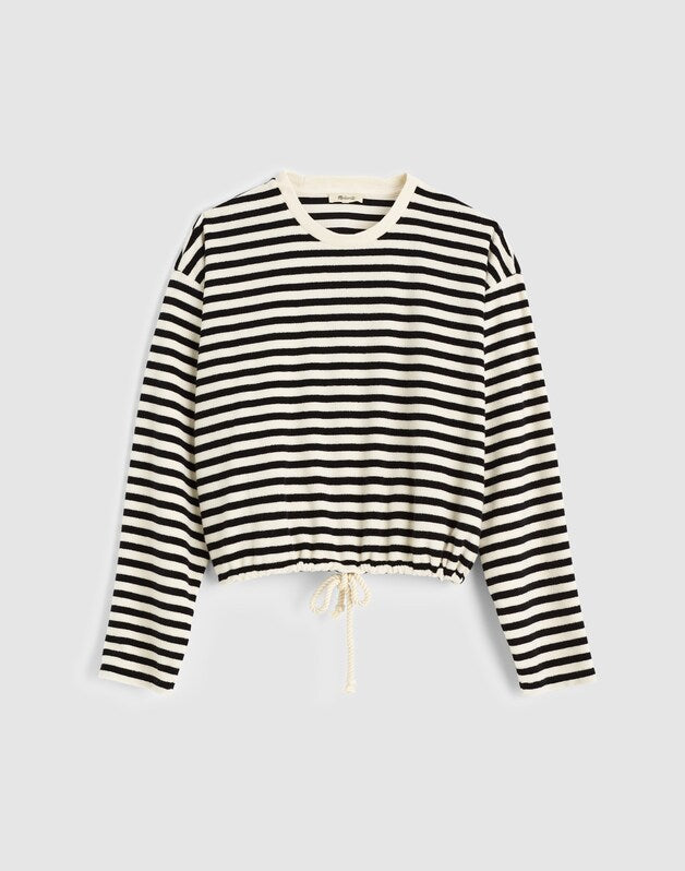 Tie-Waist Top in Terry BLACK IVORY