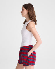 Pull-On Shorts in Terry RED NAVY