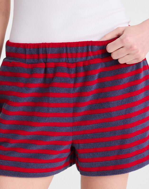 Pull-On Shorts in Terry RED NAVY