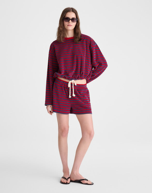 Pull-On Shorts in Terry RED NAVY