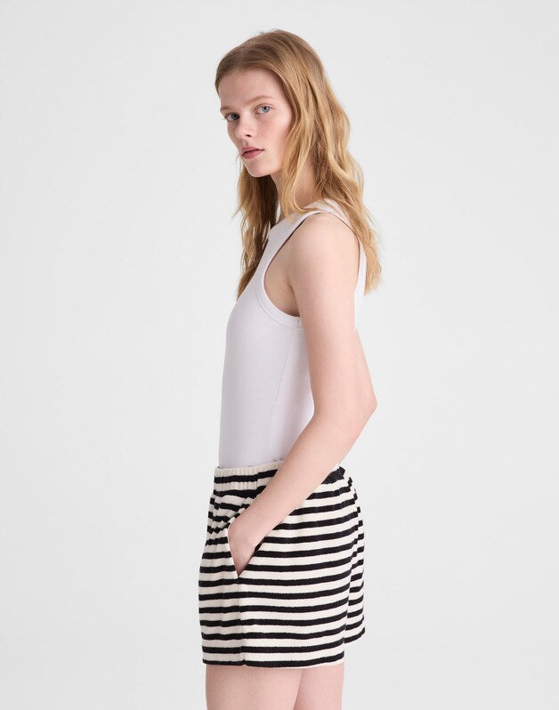 Pull-On Shorts in Terry BLACK IVORY