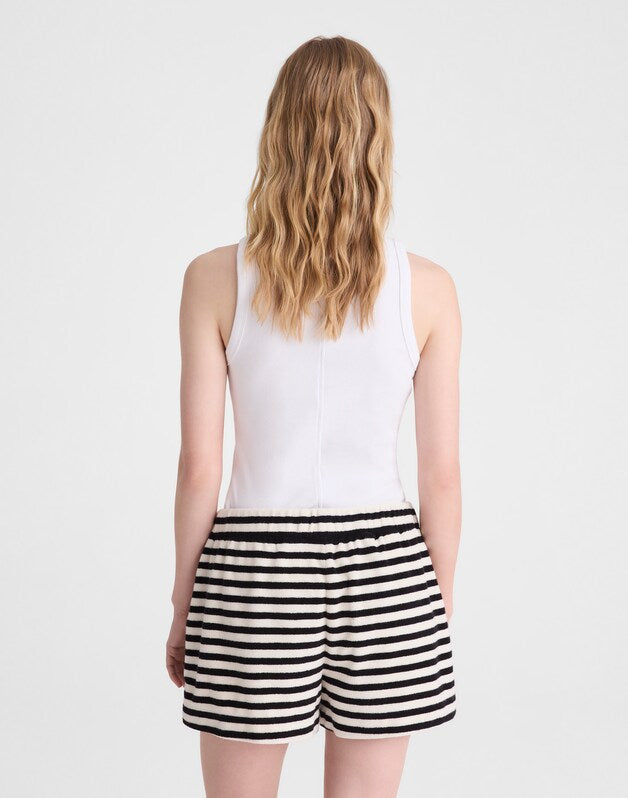 Pull-On Shorts in Terry BLACK IVORY