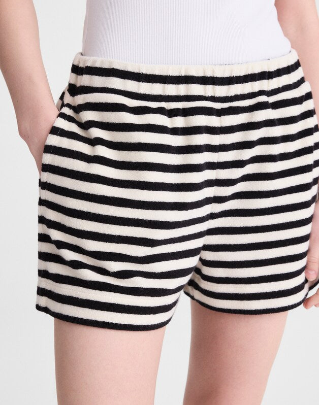 Pull-On Shorts in Terry BLACK IVORY
