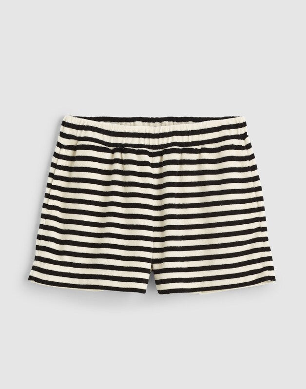 Pull-On Shorts in Terry BLACK IVORY