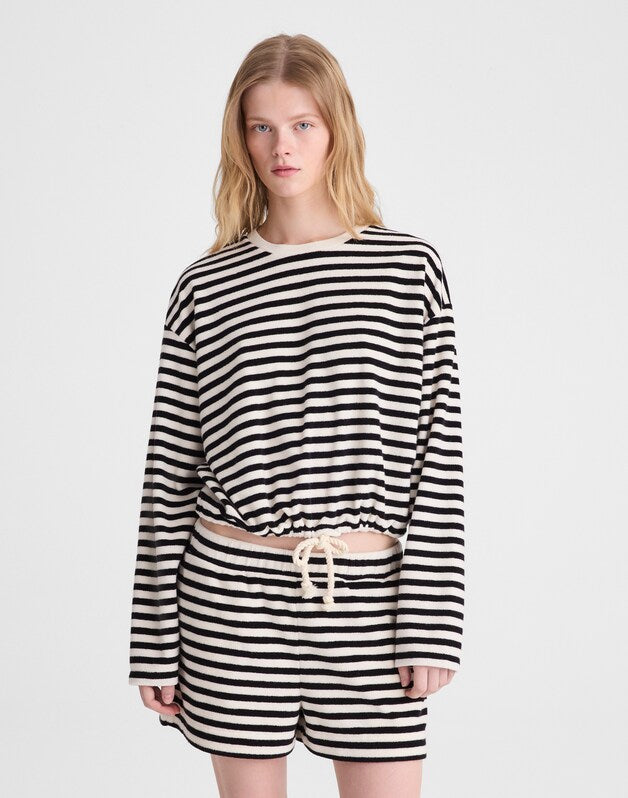 Pull-On Shorts in Terry BLACK IVORY