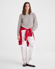 Striped Boatneck Long-Sleeve Tee CHOC PLUM