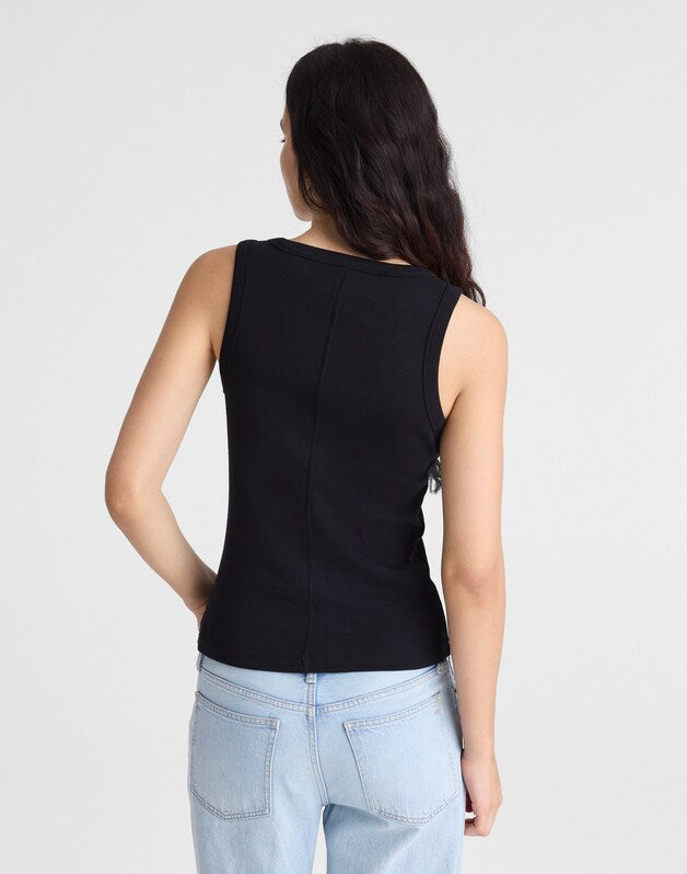 The '90s Scoopneck Tank in Compact Cotton JET BLACK