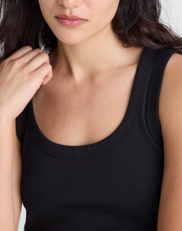 The '90s Scoopneck Tank in Compact Cotton JET BLACK
