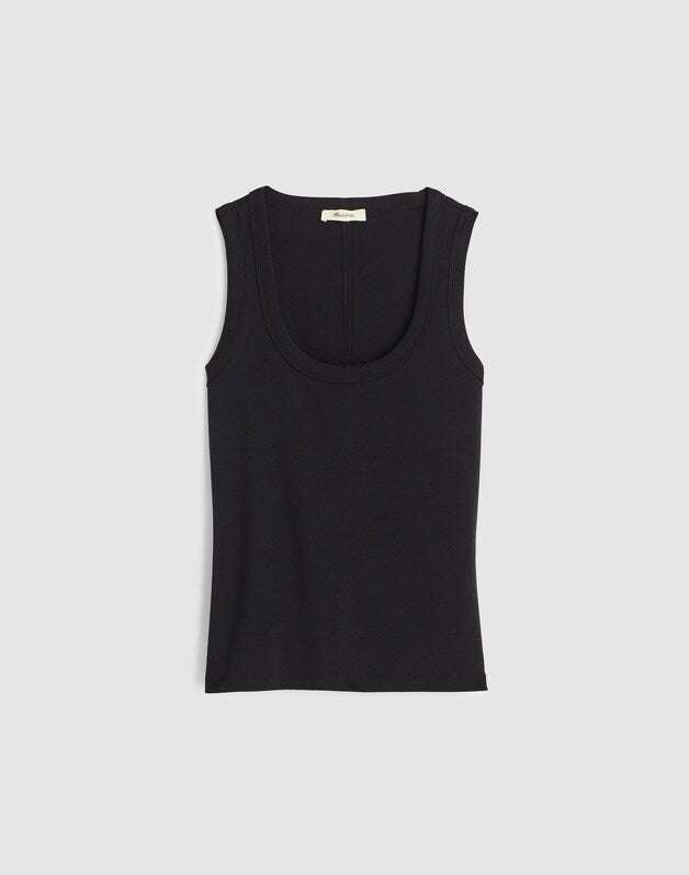The '90s Scoopneck Tank in Compact Cotton JET BLACK