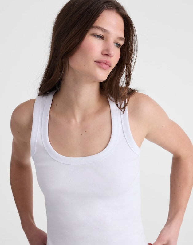 The '90s Scoopneck Tank in Compact Cotton WHITE