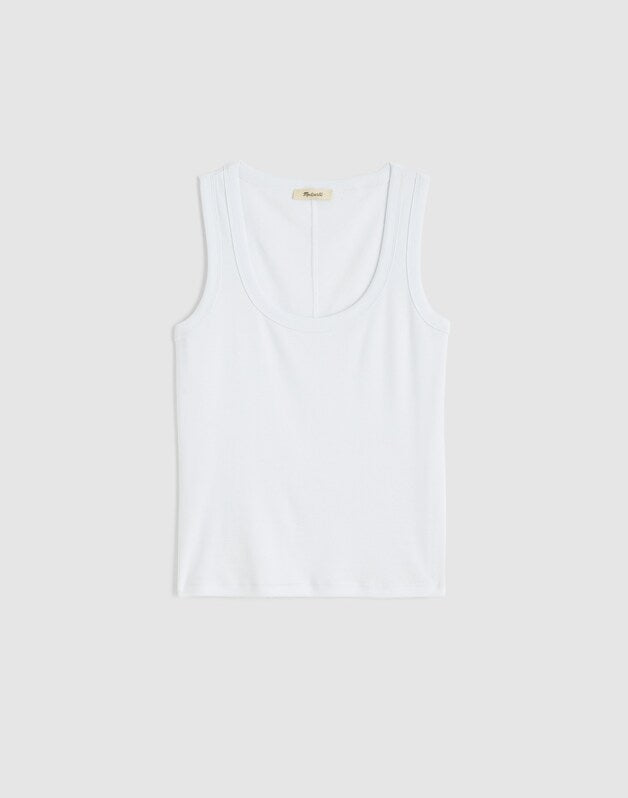 The '90s Scoopneck Tank in Compact Cotton WHITE