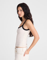 The '90s Cami in Compact Cotton IVORY BLACK