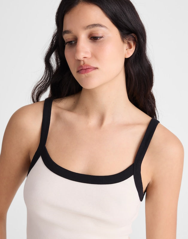 The '90s Cami in Compact Cotton IVORY BLACK