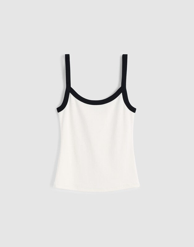 The '90s Cami in Compact Cotton IVORY BLACK