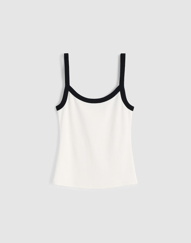 The '90s Cami in Compact Cotton IVORY BLACK