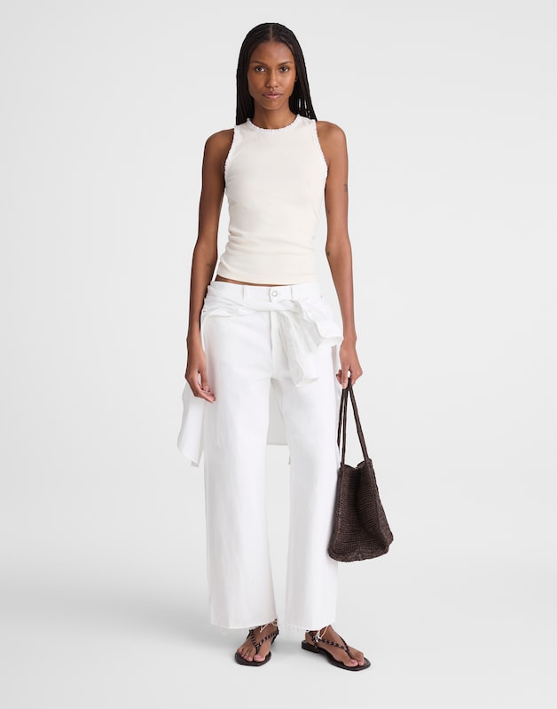 Lace-Trim Ribbed Tank VINTAGE IVORY