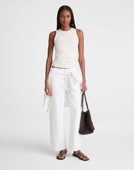 Lace-Trim Ribbed Tank VINTAGE IVORY