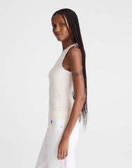 Lace-Trim Ribbed Tank VINTAGE IVORY