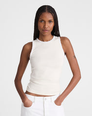 Lace-Trim Ribbed Tank VINTAGE IVORY