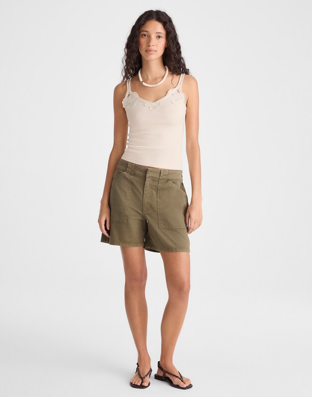 Floral-Lace V-Neck Tank VINTAGE IVORY