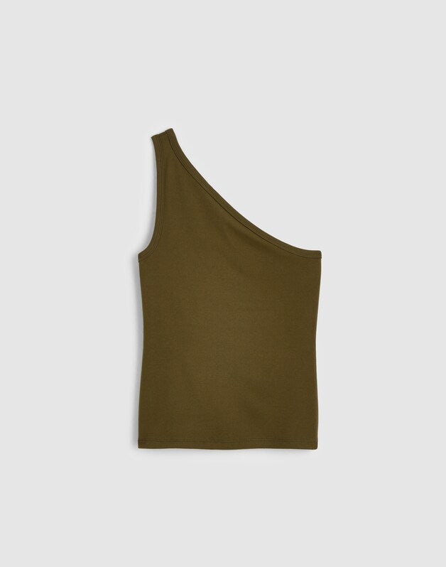 The '90s One-Shoulder Tank in Compact Cotton FADED IVY