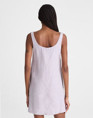 Scoopneck Mini Shift Dress in 100% Linen LILAC CHAMBRAY