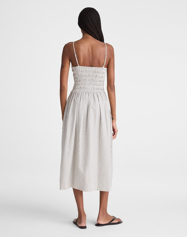 The Peyton Midi Dress BLACK VINTAGE IVORY YARNDYE