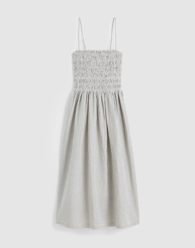 The Peyton Midi Dress BLACK VINTAGE IVORY YARNDYE