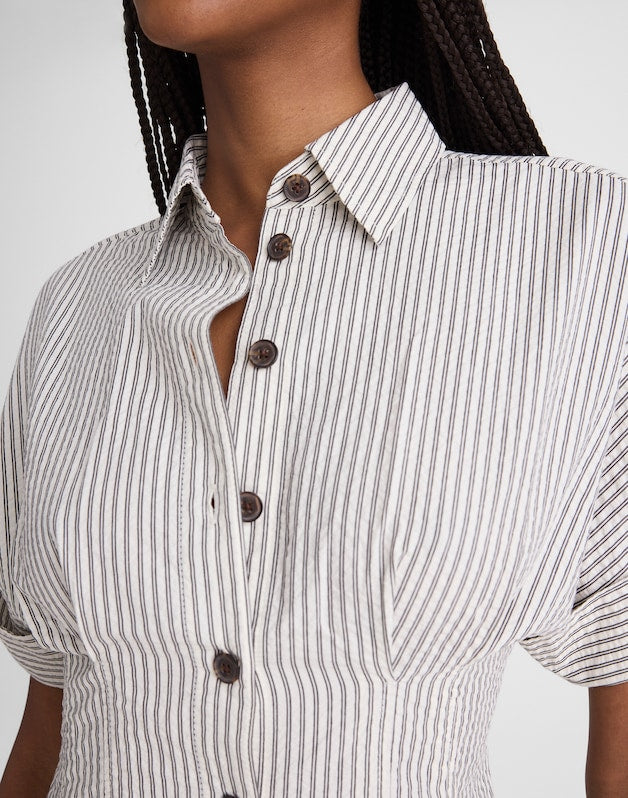 The Perry Mini Shirtdress BLACK VINTAGE IVORY YARNDYE