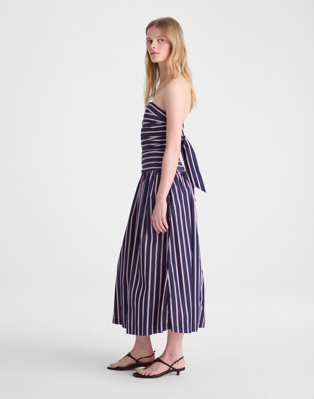 Strapless Ruched Midi Dress CLASSIC INDIGO