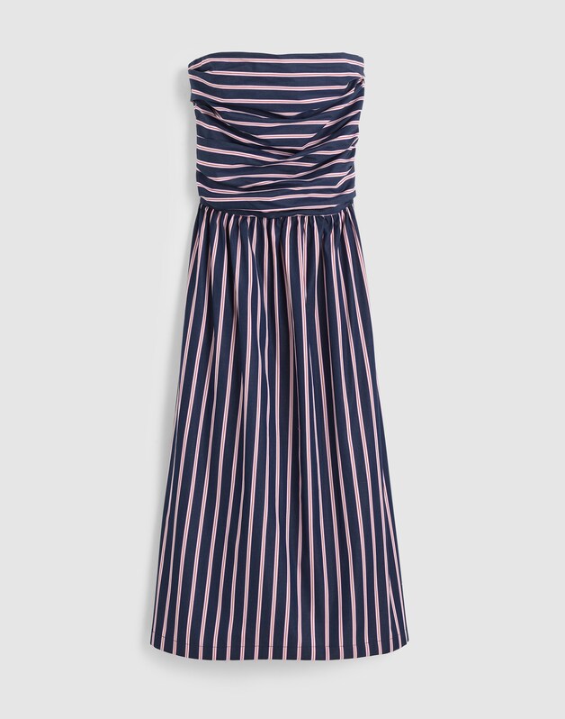 Strapless Ruched Midi Dress CLASSIC INDIGO