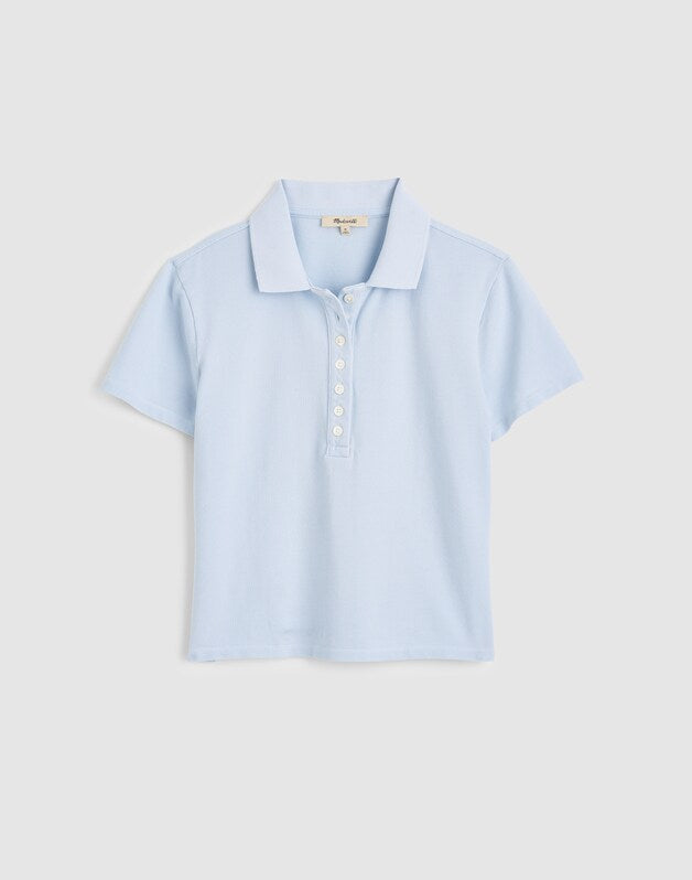 Shrunken Polo in Cotton Pique SKY BLUE