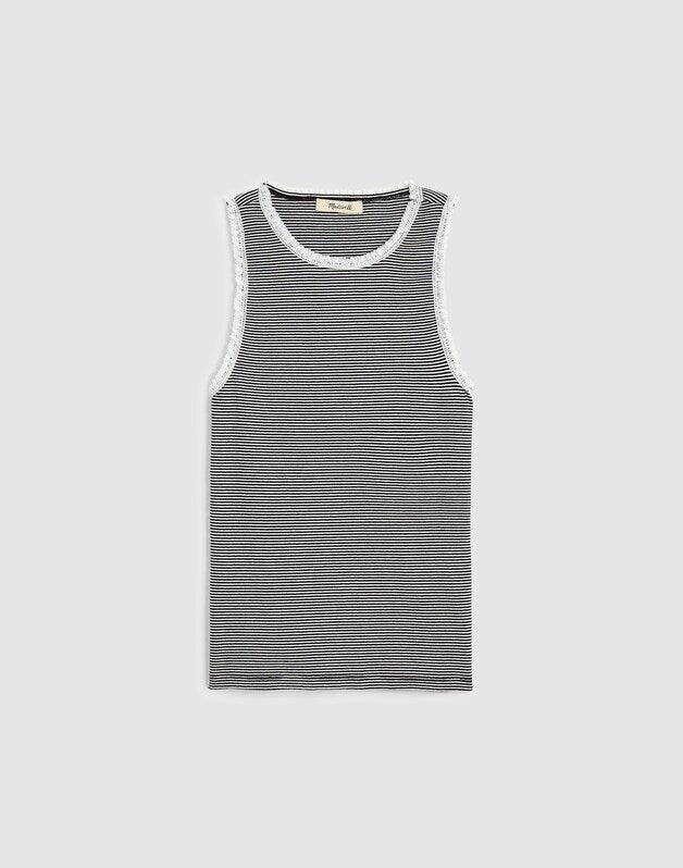 Lace-Trim Ribbed Tank JET BLACK