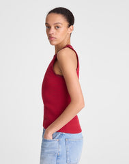 Lace-Trim Ribbed Tank RED CURRANT