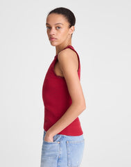 Lace-Trim Ribbed Tank RED CURRANT