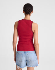 Lace-Trim Ribbed Tank RED CURRANT