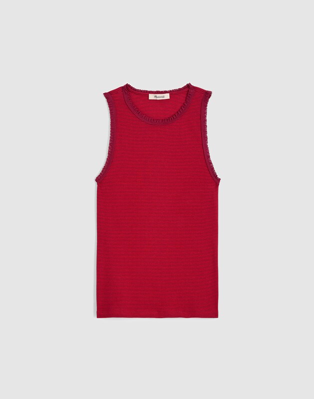 Lace-Trim Ribbed Tank RED CURRANT