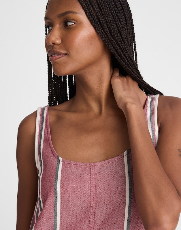 Scoopneck Mini Shift Dress in 100% Linen RED CURRANT
