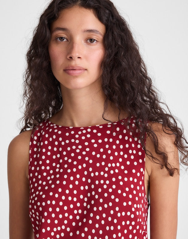 Boatneck Sleeveless Mini Dress RED CURRANT