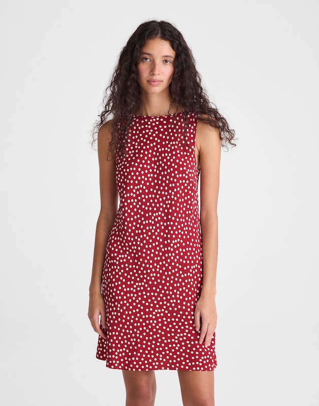 Boatneck Sleeveless Mini Dress RED CURRANT