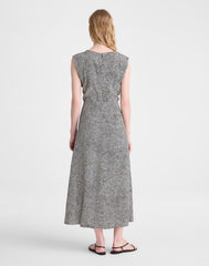 Ruched Flutter-Sleeve Midi Dress JET BLACK