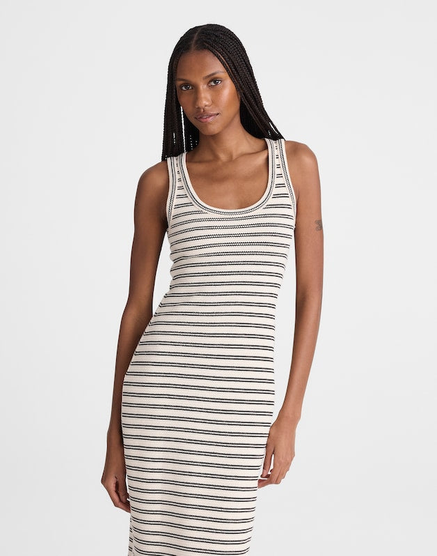 Scoopneck Tank Maxi Dress BLACK STRIPE JACQUARD