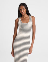 Scoopneck Tank Maxi Dress BLACK STRIPE JACQUARD
