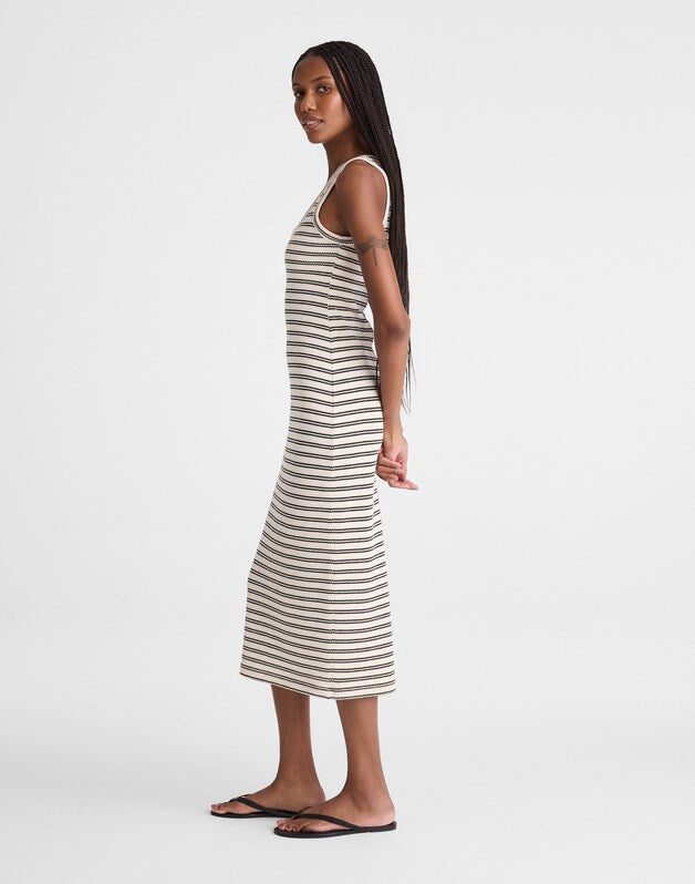 Scoopneck Tank Maxi Dress BLACK STRIPE JACQUARD