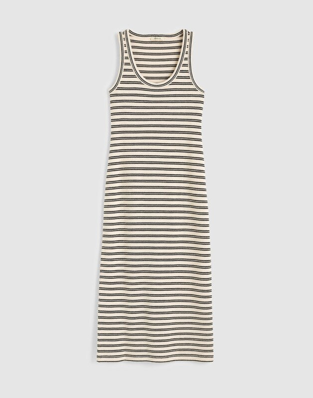 Scoopneck Tank Maxi Dress BLACK STRIPE JACQUARD