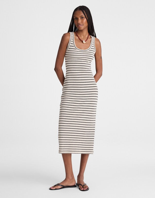 Scoopneck Tank Maxi Dress BLACK STRIPE JACQUARD