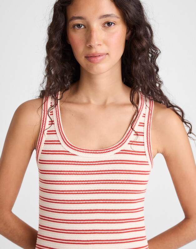 Scoopneck Tank Maxi Dress RED STRIPE JACQUARD